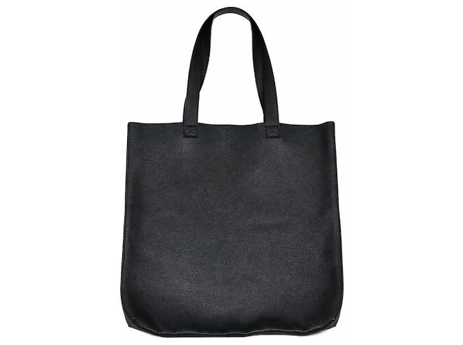Gucci Web Logo Print Leder Shopper Bag Schwarz - Ansicht 3