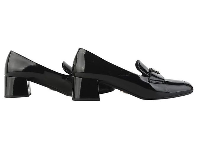 Prada Décolleté in vernice con logo Triangle Taglia Nero - vista 6