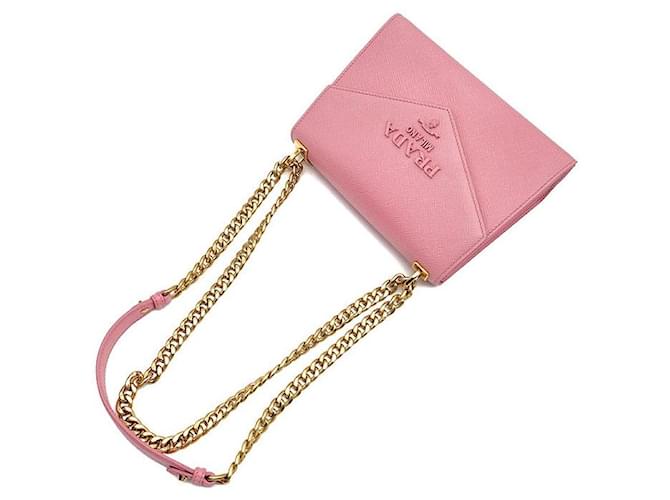 Prada Saffiano Monochrome Chain Schultertasche Rot - Ansicht 4