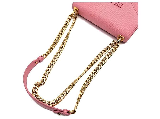 Prada Saffiano Monochrome Chain Schultertasche Rot - Ansicht 5