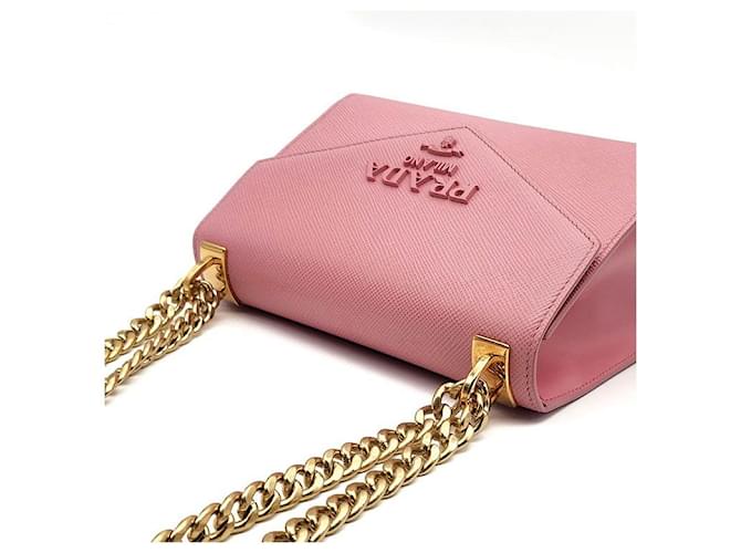 Prada Saffiano Monochrome Chain Schultertasche Rot - Ansicht 6
