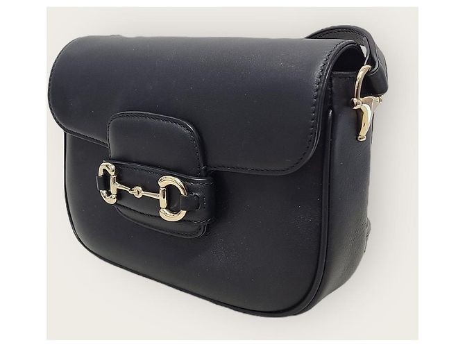 Horsebit 1955 Gucci Piccola borsa a tracolla morbida in pelle di vitello nera con mors Nero - vista 3