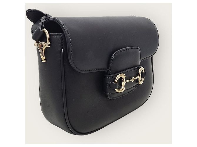 Horsebit 1955 Gucci Piccola borsa a tracolla morbida in pelle di vitello nera con mors Nero - vista 4