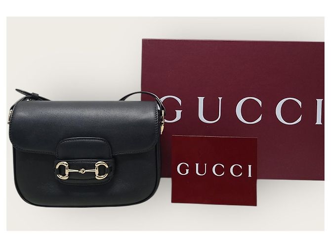 Horsebit 1955 Gucci Piccola borsa a tracolla morbida in pelle di vitello nera con mors Nero - vista 8