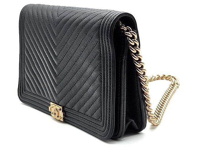 Le Boy Chanel Mini bolsa transversal WOC Boy em caviar Preto - vista 2