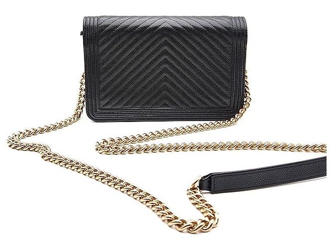 Le Boy Chanel Mini bolsa transversal WOC Boy em caviar Preto - vista 3