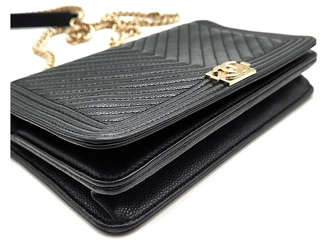 Le Boy Chanel Mini bolsa transversal WOC Boy em caviar Preto - vista 7