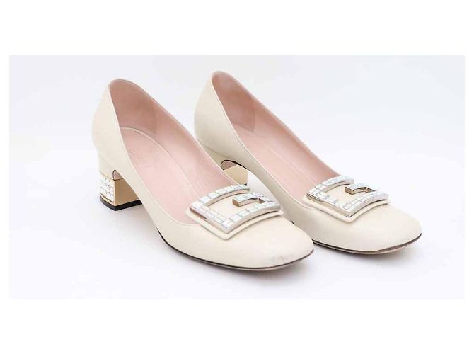 Gucci Décolleté Crystal GG Bianco - vista 3