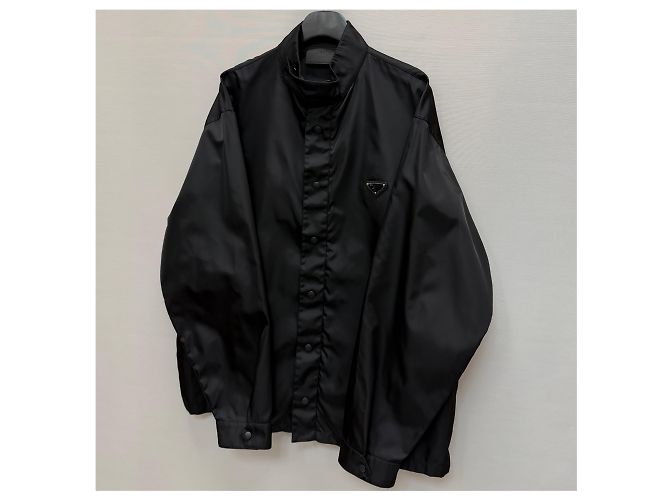 Prada Giacca-camicia con logo Triangle in Re-Nylon Argento - vista 5