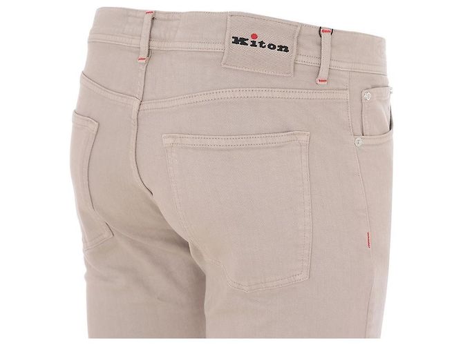 Kiton Leather Patch Denim Pants Brown - view 10