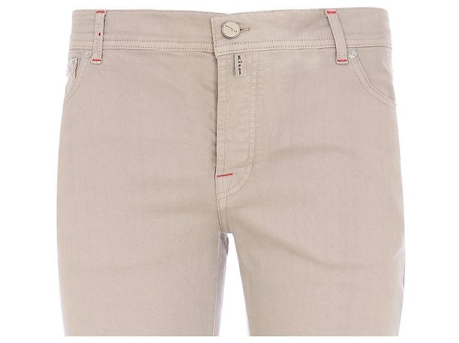 Kiton Leather Patch Denim Pants Brown - view 7