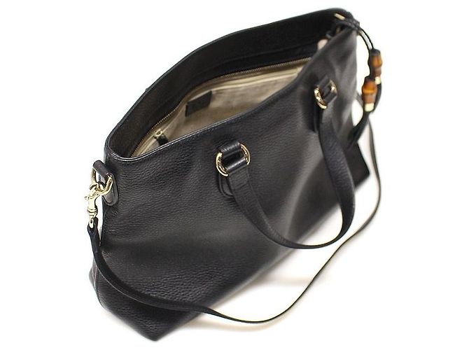 Bamboo Gucci Nappina in bambù e pelle nera placcata oro Nero - vista 6