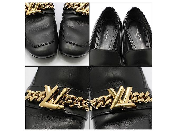 Louis Vuitton Mocassim flat LV Gold Upper Case preto - vista 9