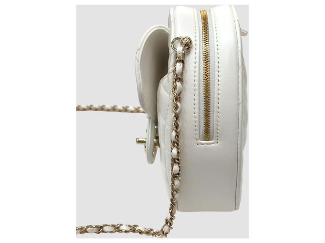Chanel Borsa Heart Large in agnello bianco - vista 5