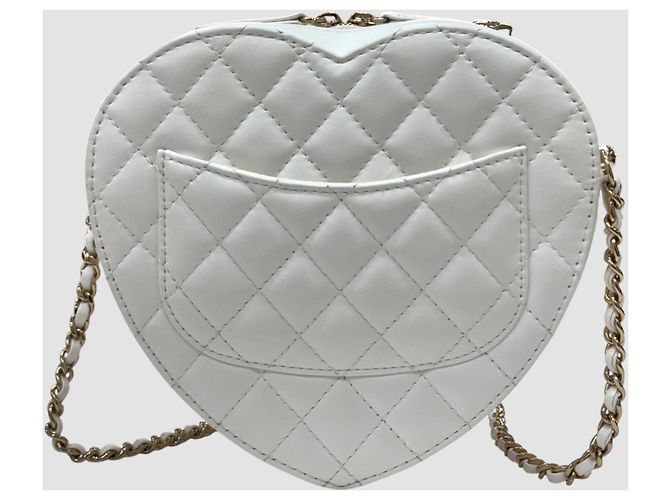 Chanel Borsa Heart Large in agnello bianco - vista 9