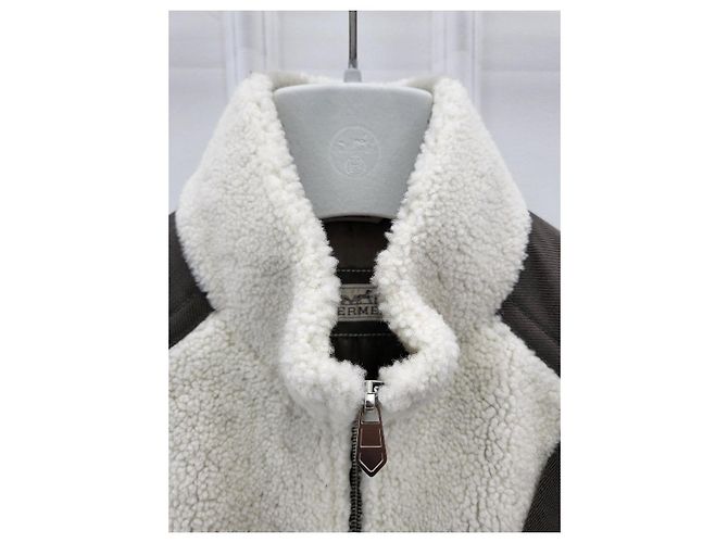 Hermès Shearling Lambskin Vest Silvery - view 6