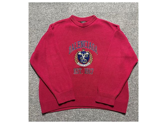 Balenciaga Strick mit geripptem Saum Rot - Ansicht 3