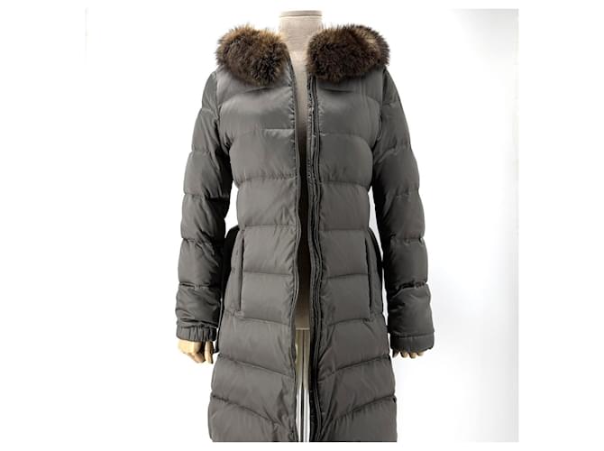 Prada Langer Daunenmantel mit Gürtel für Damen Braun - Ansicht 3