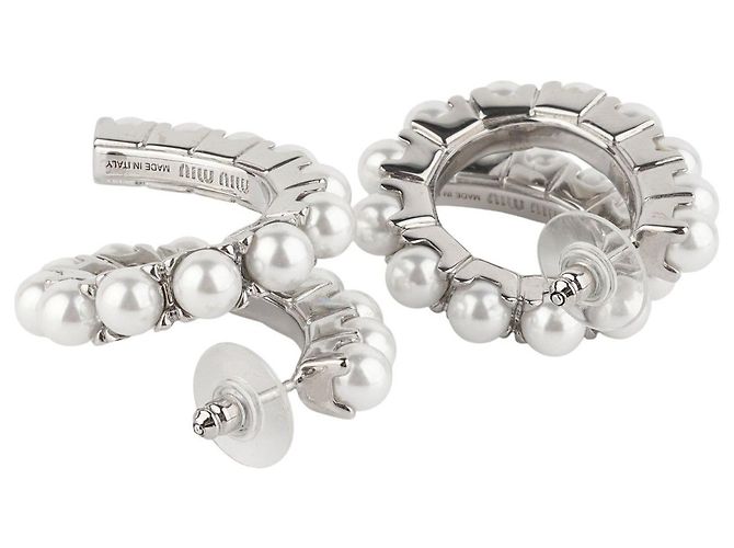 Miu Miu Perlenähnliche Ohrringe Silber - Ansicht 5