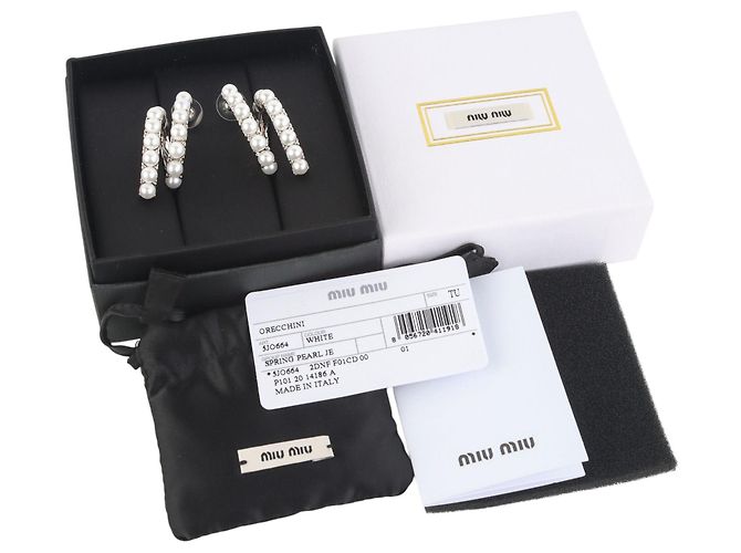 Miu Miu Perlenähnliche Ohrringe Silber - Ansicht 6