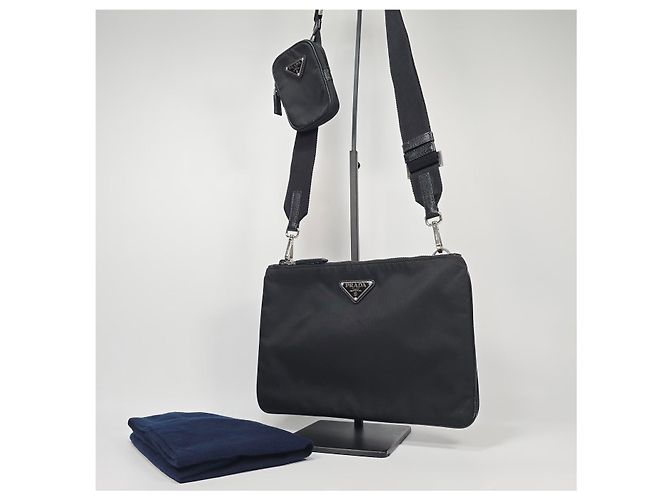 Prada Borsa a tracolla Re Nylon con taschino Nero - vista 2