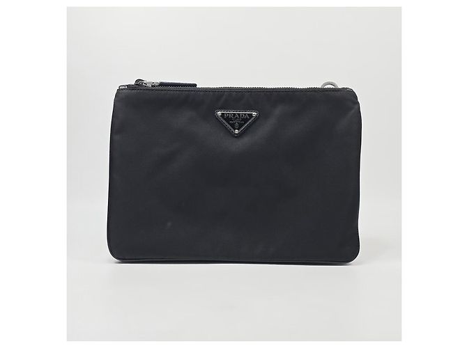 Prada Borsa a tracolla Re Nylon con taschino Nero - vista 3