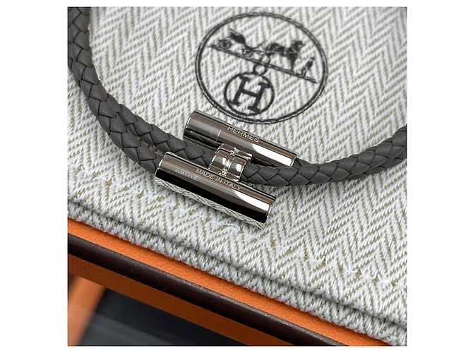 Hermès Bracelet Tunis Tresee Gris Epsom Marron - vue 4