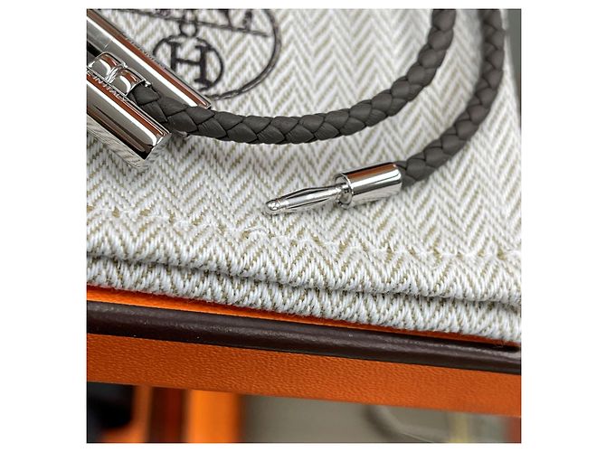 Hermès Bracelet Tunis Tresee Gris Epsom Marron - vue 5