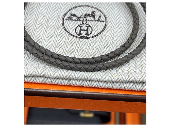 Hermès Bracelet Tunis Tresee Gris Epsom Marron - vue 6