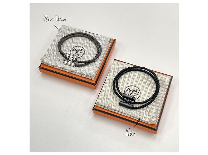 Hermès Bracelet Tunis Tresee Gris Epsom Marron - vue 7