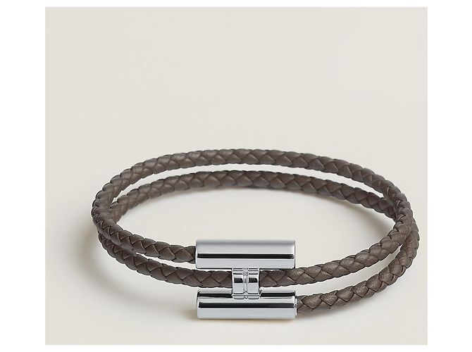 Hermès Bracelet Tunis Tresee Gris Epsom Marron - vue 8