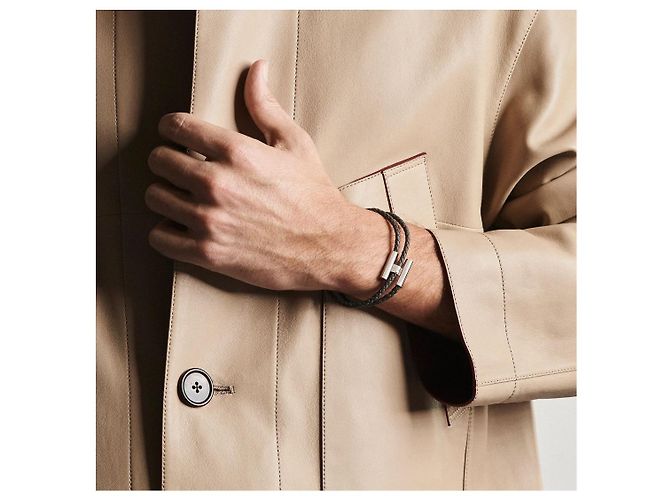 Hermès Bracelet Tunis Tresee Gris Epsom Marron - vue 9