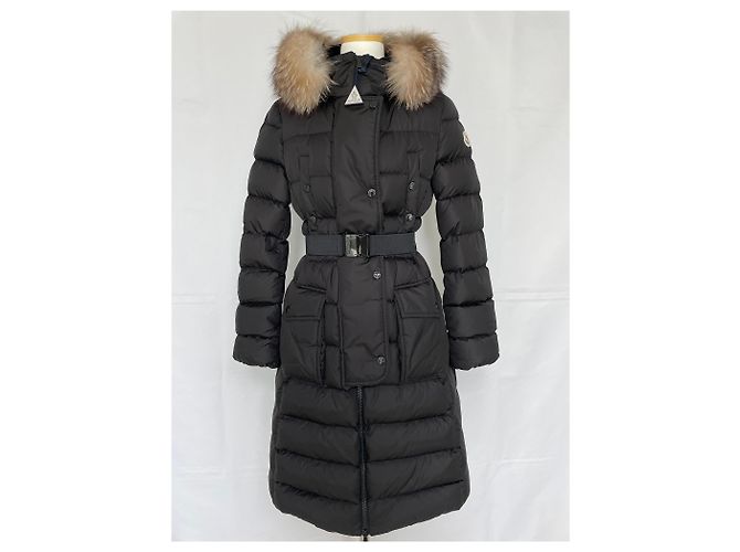 Moncler Chloé Damen Daunenlangmantel mit Fuchsfell Schwarz - Ansicht 2