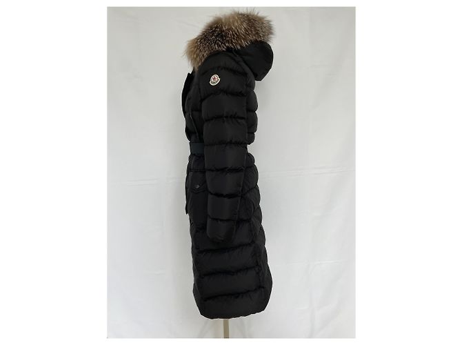 Moncler Chloé Damen Daunenlangmantel mit Fuchsfell Schwarz - Ansicht 4