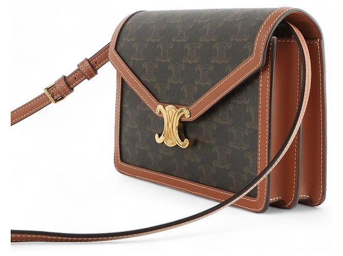 Céline Triomphe Canvas Envelope Crossbody Bag Schwarz - Ansicht 2