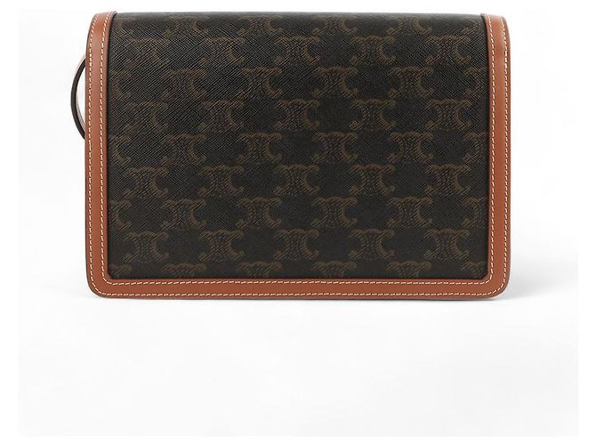Céline Triomphe Canvas Envelope Crossbody Bag Schwarz - Ansicht 3
