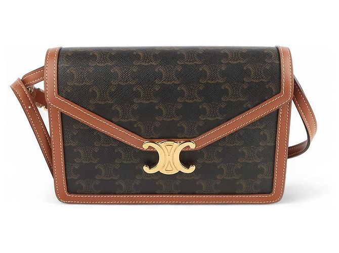 Céline Triomphe Canvas Envelope Crossbody Bag Schwarz - Ansicht 8