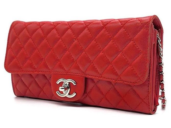 Chanel Clutch e borsa a tracolla in agnello con catena Rosso - vista 2
