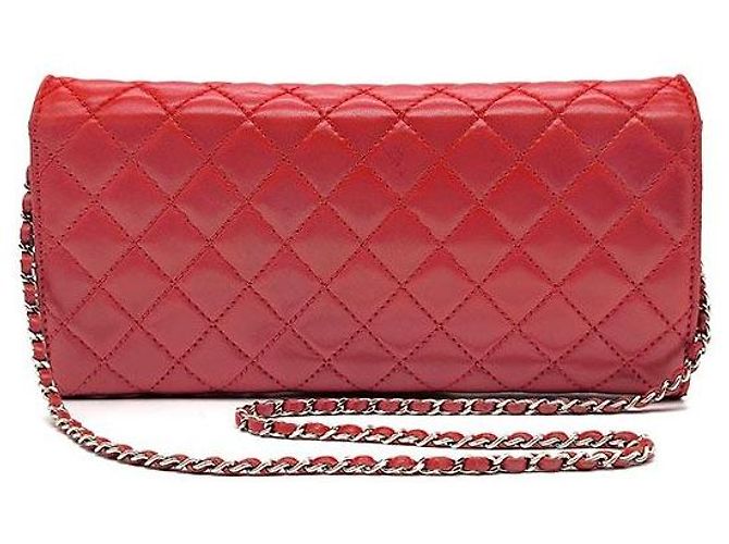 Chanel Clutch e borsa a tracolla in agnello con catena Rosso - vista 3