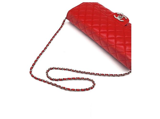 Chanel Clutch e borsa a tracolla in agnello con catena Rosso - vista 5