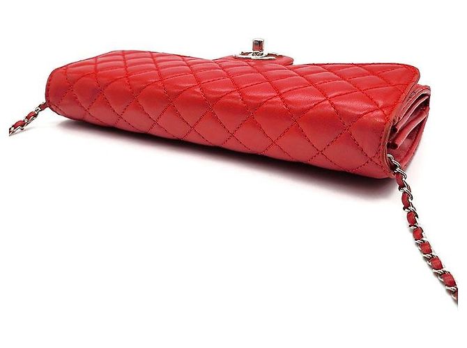 Chanel Clutch e borsa a tracolla in agnello con catena Rosso - vista 6