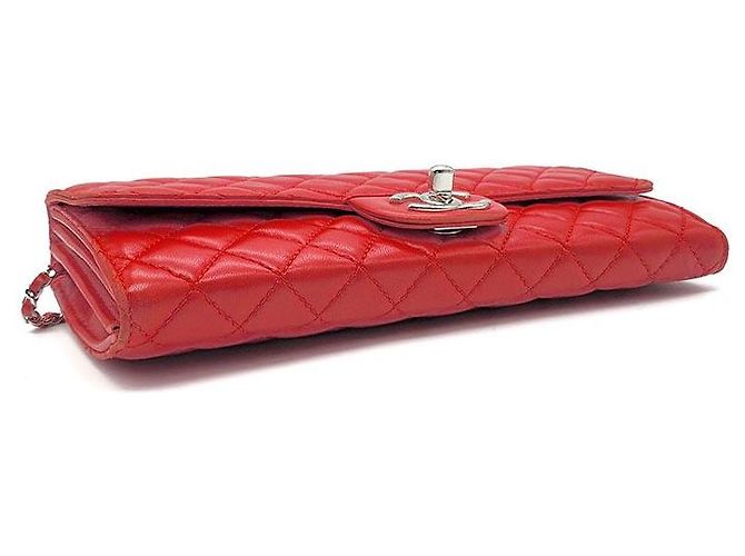 Chanel Clutch e borsa a tracolla in agnello con catena Rosso - vista 7