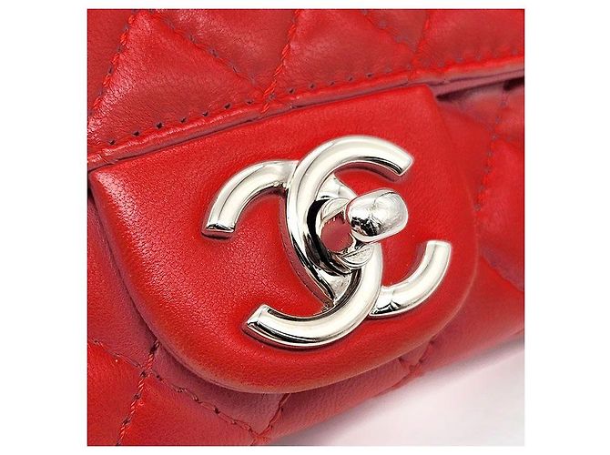 Chanel Clutch e borsa a tracolla in agnello con catena Rosso - vista 8