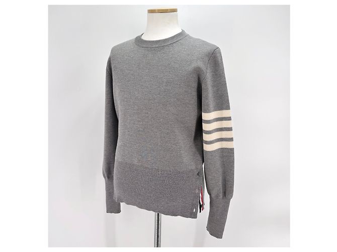 Thom Browne Diagonale Armbinde Milano Stitch Strick Grau Braun - Ansicht 2
