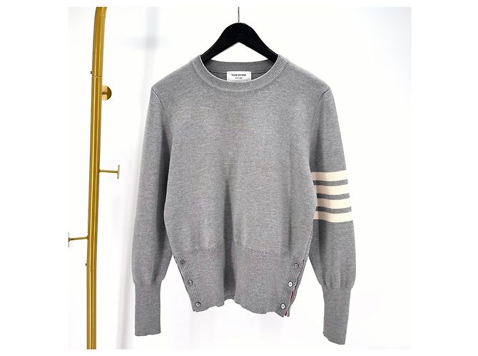 Thom Browne Diagonale Armbinde Milano Stitch Strick Grau Braun - Ansicht 3