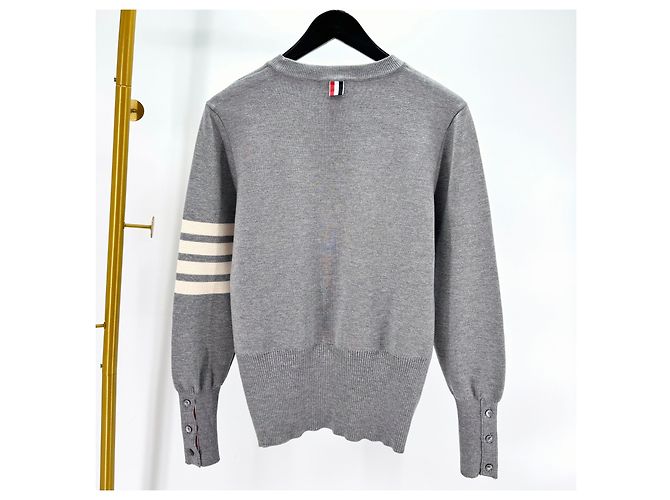 Thom Browne Diagonale Armbinde Milano Stitch Strick Grau Braun - Ansicht 4