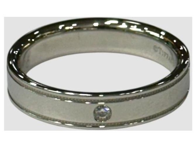 Tiffany & Co Anello in oro bianco con doppio milgrain e diamanti Marrone - vista 2
