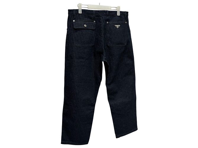 Prada Wide Leg Jeanshose mit Chevron-Muster Schwarz - Ansicht 3