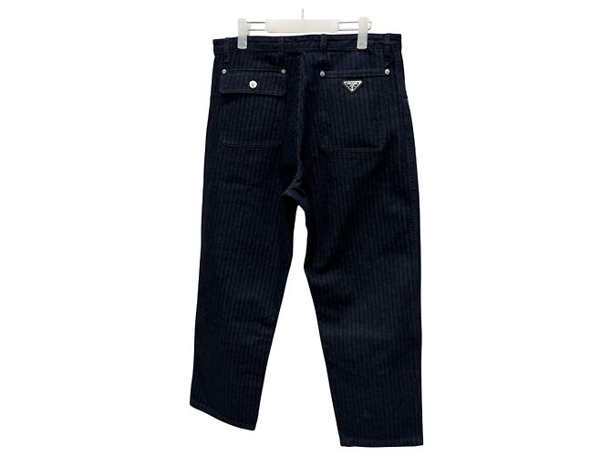 Prada Wide Leg Jeanshose mit Chevron-Muster Schwarz - Ansicht 4