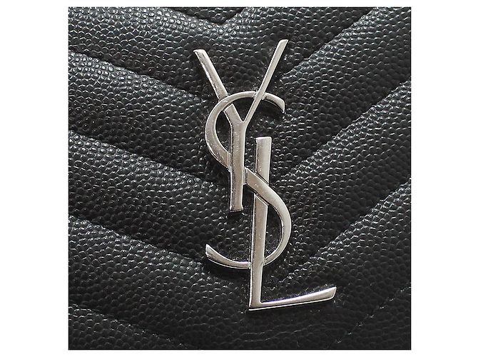 Saint Laurent Cartera Compacta Matelassé Monogram Negra Plateada Negro - vista 11